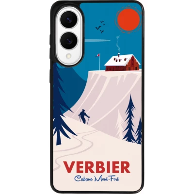 Coque Samsung Galaxy S25 Edge - Silicone rigide noir Verbier Cabane Mont-Fort