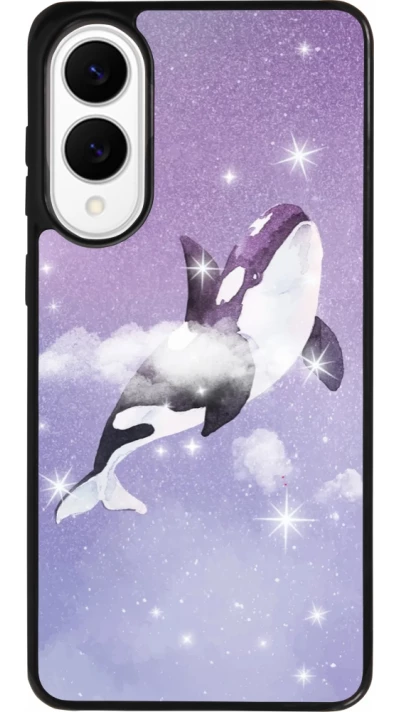 Coque Samsung Galaxy S25 Edge - Silicone rigide noir Whale in sparking stars