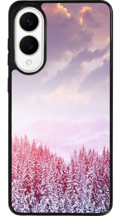 Coque Samsung Galaxy S25 Edge - Silicone rigide noir Winter 22 Pink Forest