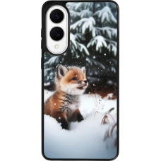 Coque Samsung Galaxy S25 Edge - Silicone rigide noir Noël 2023 Renardeau sapin