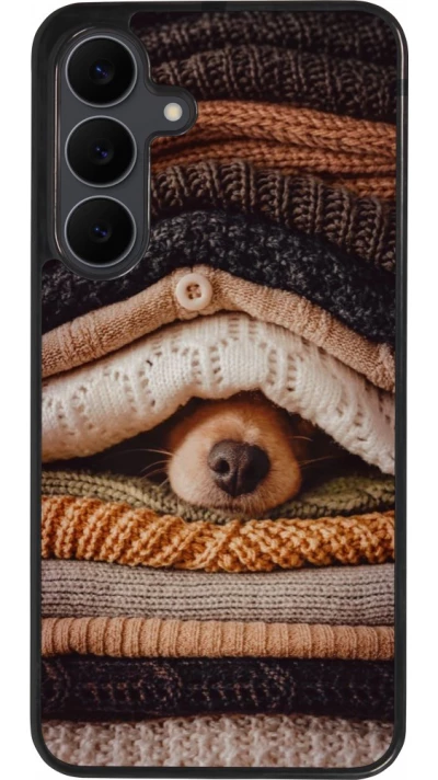Coque Samsung Galaxy S25 FE - Silicone rigide noir Autumn 26 Dog under the covers