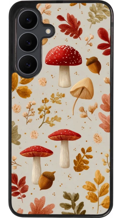Coque Samsung Galaxy S25 FE - Silicone rigide noir Autumn 26 Mushrooms and leaves