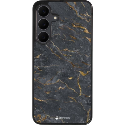 Coque Samsung Galaxy S25 FE - Silicone rigide noir Grey Gold Marble