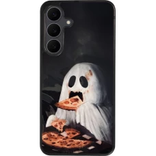 Samsung Galaxy S25 FE Case Hülle - Silikon schwarz Halloween 2026 Ghost eating pizza