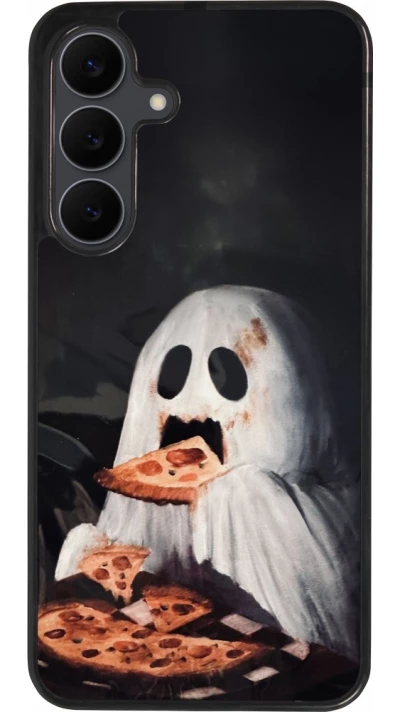 Samsung Galaxy S25 FE Case Hülle - Silikon schwarz Halloween 2026 Ghost eating pizza