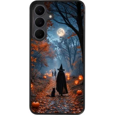 Samsung Galaxy S25 FE Case Hülle - Silikon schwarz Halloween 2026 Witch with a cat