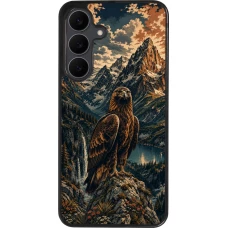 Coque Samsung Galaxy S25 FE - Silicone rigide noir Linocut Aigle Royal