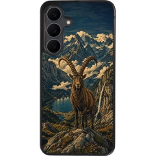 Samsung Galaxy S25 FE Case Hülle - Silikon schwarz Linocut Steinbock