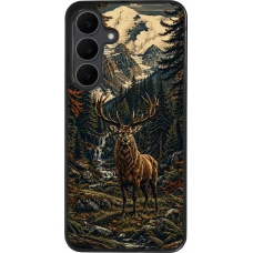 Samsung Galaxy S25 FE Case Hülle - Silikon schwarz Linocut Reh