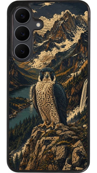 Coque Samsung Galaxy S25 FE - Silicone rigide noir Linocut Faucun pèlerin