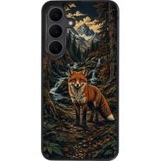Coque Samsung Galaxy S25 FE - Silicone rigide noir Linocut Renard