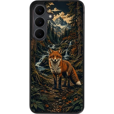 Coque Samsung Galaxy S25 FE - Silicone rigide noir Linocut Renard