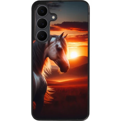 Samsung Galaxy S25 FE Case Hülle - Silikon schwarz Majestätischer Sonnenuntergang Pferd