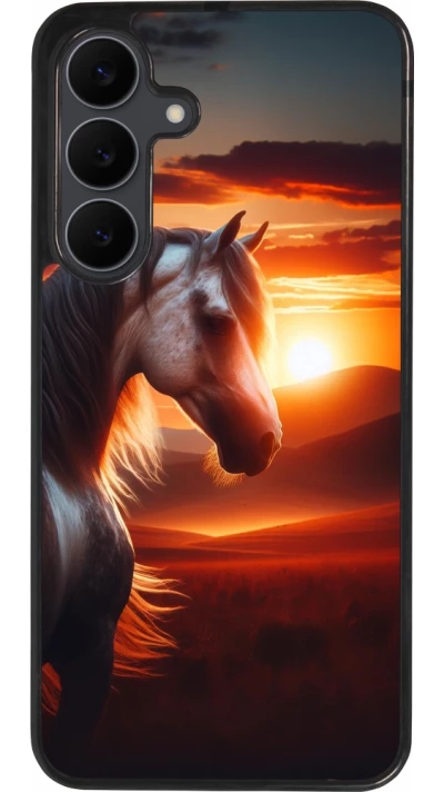 Samsung Galaxy S25 FE Case Hülle - Silikon schwarz Majestätischer Sonnenuntergang Pferd