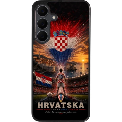 Coque Samsung Galaxy S25 FE - Silicone rigide noir Football Croatie splash 2026