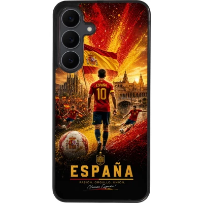 Coque Samsung Galaxy S25 FE - Silicone rigide noir Football Espagne splash 2026