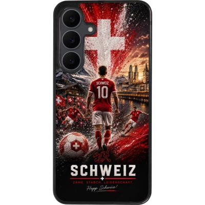 Coque Samsung Galaxy S25 FE - Silicone rigide noir Football Schweiz splash 2026