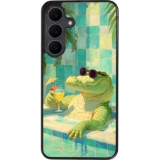 Samsung Galaxy S25 FE Case Hülle - Silikon schwarz Crocodile in the swimming pool Summer 2026