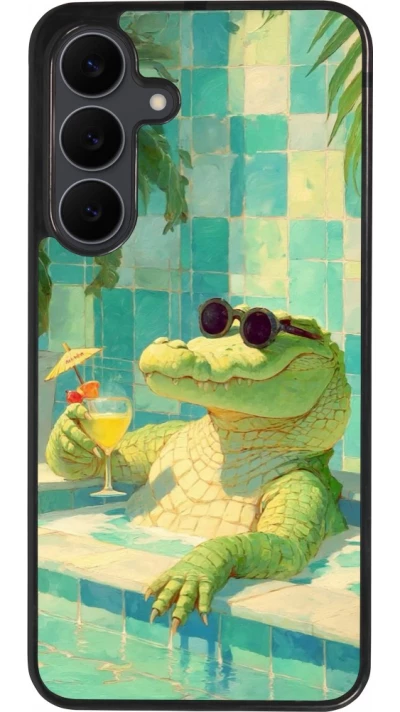 Samsung Galaxy S25 FE Case Hülle - Silikon schwarz Crocodile in the swimming pool Summer 2026