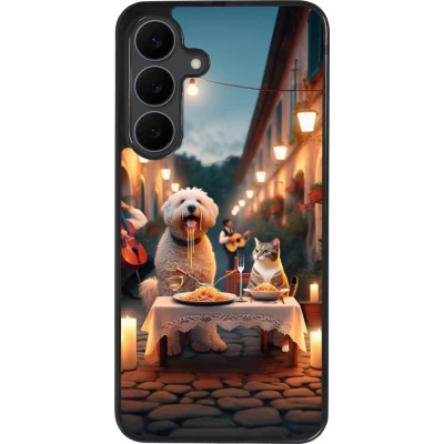 Coque Samsung Galaxy S25 FE - Silicone rigide noir Valentine 2024 Dog & Cat Candlelight