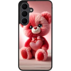Coque Samsung Galaxy S25 FE - Silicone rigide noir Valentine 2024 Ourson rose