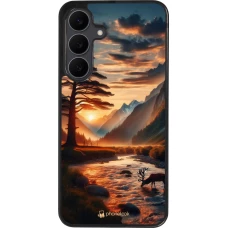 Coque Samsung Galaxy S25 FE - Silicone rigide noir Valley Sunset Deer Tree
