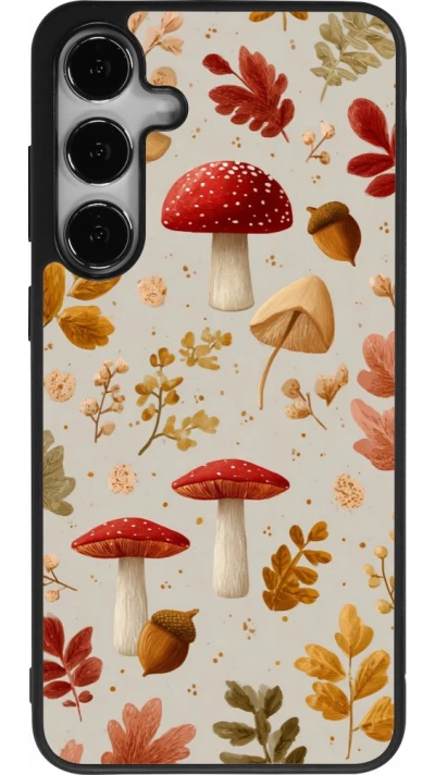 Coque Samsung Galaxy S25+ - Silicone rigide noir Autumn 26 Mushrooms and leaves
