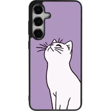 Samsung Galaxy S25+ Case Hülle - Silikon schwarz Chat auf lila Hintergrund