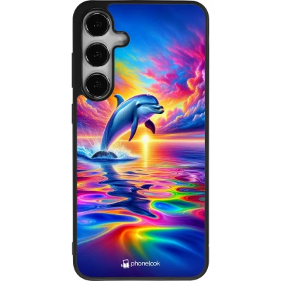 Samsung Galaxy S25+ Case Hülle - Silikon schwarz Glücklicher Regenbogen-Delfin