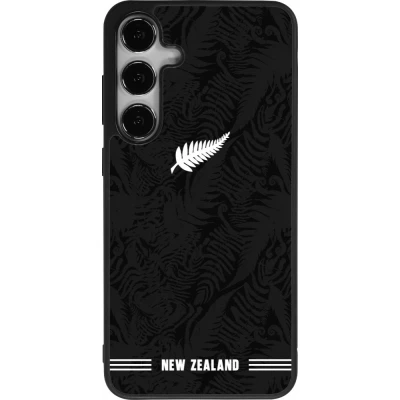 Coque Samsung Galaxy S25+ - Silicone rigide noir Maillot de football Nouvelle-Zélande 2026 personnalisable