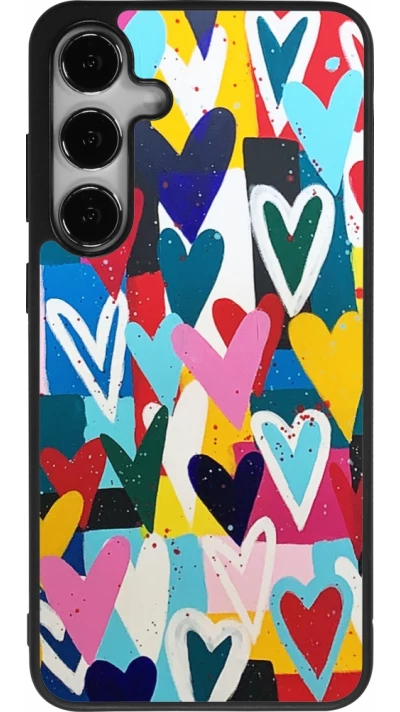 Samsung Galaxy S25+ Case Hülle - Silikon schwarz Joyful Hearts