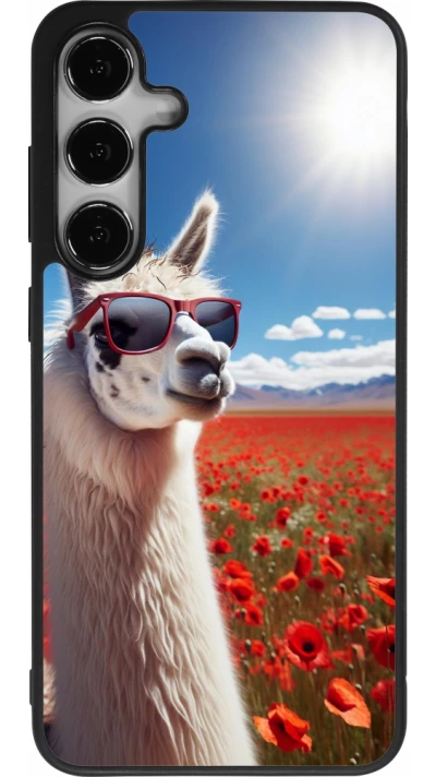 Samsung Galaxy S25+ Case Hülle - Silikon schwarz Lama Chic in Mohnblume