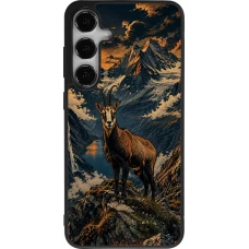 Samsung Galaxy S25+ Case Hülle - Silikon schwarz Linocut Gämse