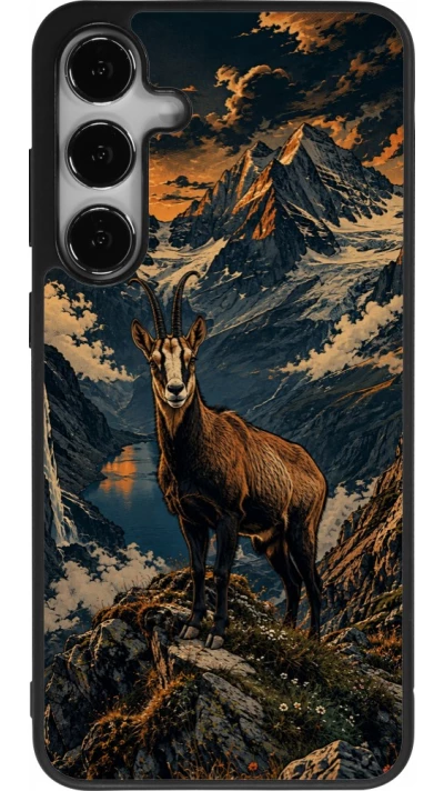 Coque Samsung Galaxy S25+ - Silicone rigide noir Linocut Chamois
