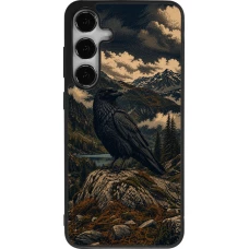 Samsung Galaxy S25+ Case Hülle - Silikon schwarz Linocut Grosser Rabe