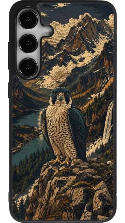 Coque Samsung Galaxy S25+ - Silicone rigide noir Linocut Faucun pèlerin