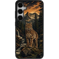 Samsung Galaxy S25+ Case Hülle - Silikon schwarz Linocut Luchs