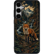 Coque Samsung Galaxy S25+ - Silicone rigide noir Linocut Renard