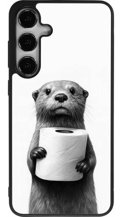 Samsung Galaxy S25+ Case Hülle - Silikon schwarz Otter Toilettenpapier