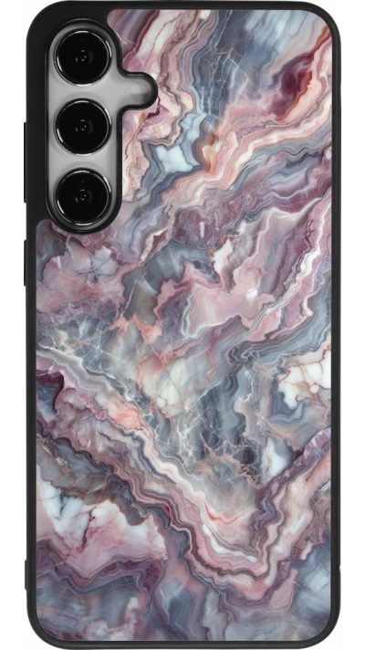 Samsung Galaxy S25+ Case Hülle - Silikon schwarz Violetter silberner Marmor