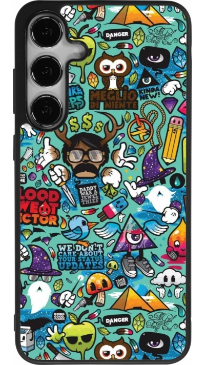 Samsung Galaxy S25+ Case Hülle - Silikon schwarz Mixed Cartoons Turquoise
