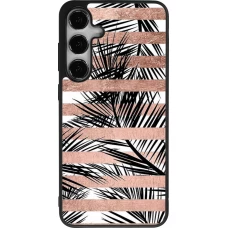 Samsung Galaxy S25+ Case Hülle - Silikon schwarz Palm trees gold stripes