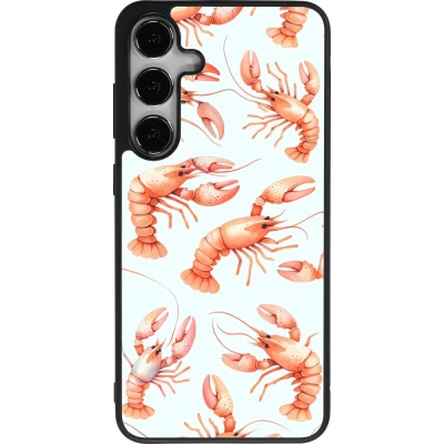 Samsung Galaxy S25+ Case Hülle - Silikon schwarz Muster von pastellfarbenen Hummern