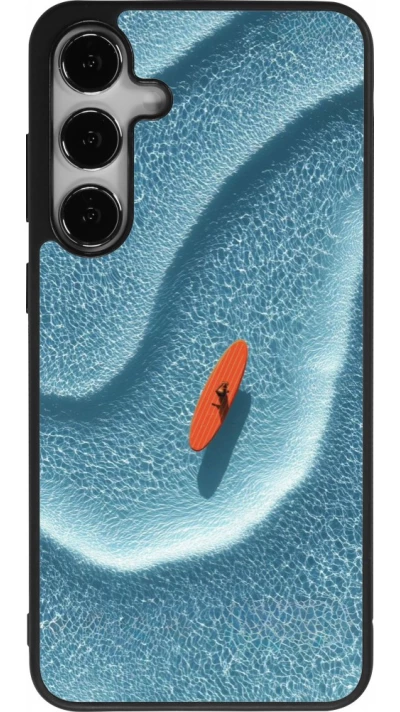 Coque Samsung Galaxy S25+ - Silicone rigide noir Orange surf Summer 2026