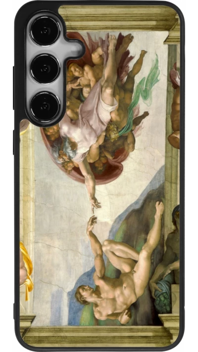 Samsung Galaxy S25+ Case Hülle - Silikon schwarz Kunstbild - Die Erschaffung Adams - Michelangelo
