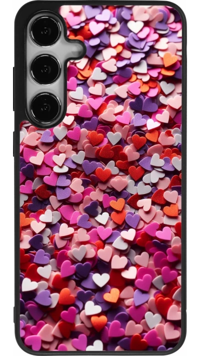 Samsung Galaxy S25+ Case Hülle - Silikon schwarz Valentin 2025 Konfetti