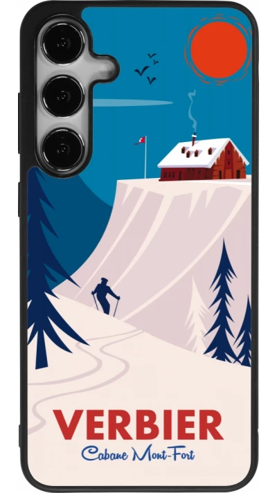 Samsung Galaxy S25+ Case Hülle - Silikon schwarz Verbier Cabane Mont-Fort