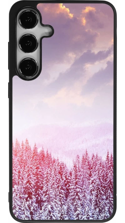 Samsung Galaxy S25+ Case Hülle - Silikon schwarz Winter 22 Pink Forest