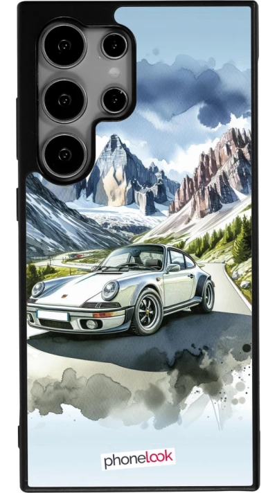 Coque Samsung Galaxy S25 Ultra - Silicone rigide noir Porsche 911 Mountain Watercolor