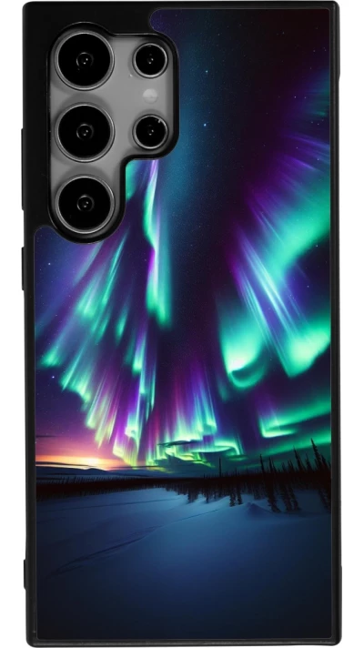 Samsung Galaxy S25 Ultra Case Hülle - Silikon schwarz Funkelndes Nordlicht